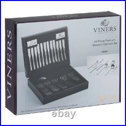 Viners Eden 44 Piece Cutlery Set For 6 People 18/10 Stainless Steel Wooden Box