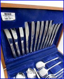 Viners LOVE STORY Cutlery Set in TEAK Box 1st Edition 1970's DAISY Flowers 44pc