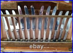 Vintage 41-piece stainless steel cutlery & carving set + wooden box (6 settings)