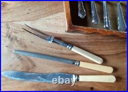 Vintage 41-piece stainless steel cutlery & carving set + wooden box (6 settings)