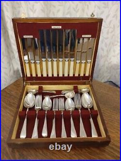 Vintage ART DECO 41 Piece Stainless Cutlery Canteen Sheffield Made Christmas