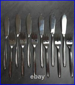 Vintage Christofle Fish Cutlery Set Mid Century Modern Retro Stainless Steel