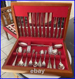 Vintage Epns Silver Plate Dubarry Canteen Set For 6 Knives Forks Spoon Cutlery
