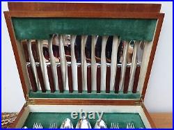 Vintage Mid Century 38pc 60s Teak Wood Cutlery Set De Montfort Sheffield Canteen
