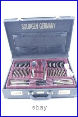 Vintage SOLINGEN of Germany 78pc Gold-Plated Cutlery Set for 12 with Case H10