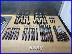 Vintage Thomas W Cork & Sons Stainless Steel Rosewood 39 piece cutlery set