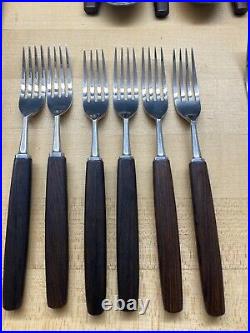 Vintage Thomas W Cork & Sons Stainless Steel Rosewood 39 piece cutlery set