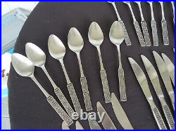 Vintage retro wiltshire burgundy stainless steel cutlery set for 6 44 piece