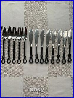Vtg 90s Culinary Concepts Unfinish Knot cutlery serving bundle medieval 54 piece