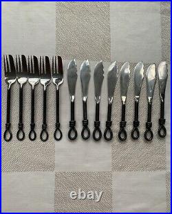 Vtg 90s Culinary Concepts Unfinish Knot cutlery serving bundle medieval 54 piece