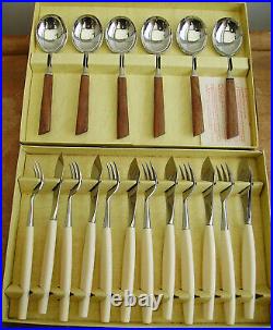 Vtg Modernist George Butler N811 Wooden Handle Cutlery Set x45 50s/1960s Retro