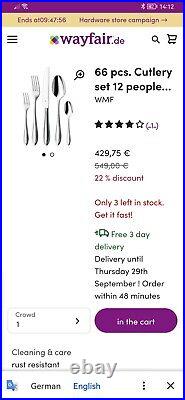WMF Florenz 68 Piece Cutlery For 12 Settings & serving spoons/cake slice etc